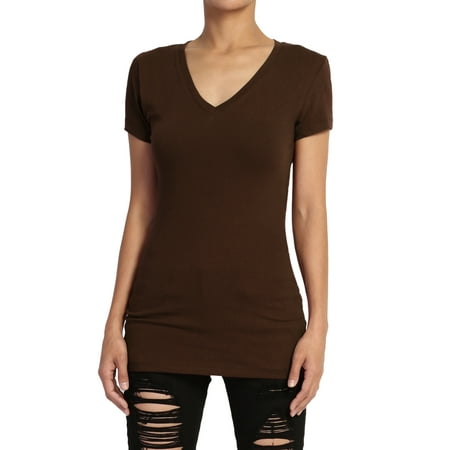 Lavender Twill Shirt - TheMogan Women's Baisc V-Neck Short Sleeve T-Shirts Stretch Cotton Fitted Tee