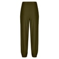 thumbnail image 4 of GigrtiJin Elastic High Waist Pants for Womens Casual Comfy Ankle Length Solid Color Loose Pants with Pockets, 4 of 6
