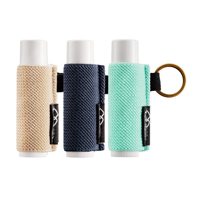 WK IEASON - Llavero con soporte para bálsamo labial, clip en la funda del lápiz labial, llavero con soporte para la manga del lápiz labial, llavero elástico de punto apretado para bálsamo labial (azul