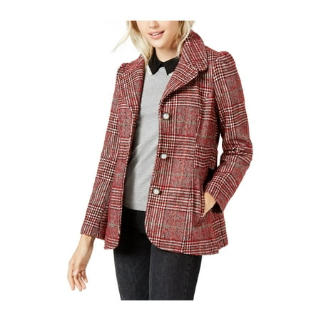 Maison Jules Womens Plaid Pea Coat Red M Canada Maison Jules Womens Plaid Pea Coat Red, Red Pea Coats Canada