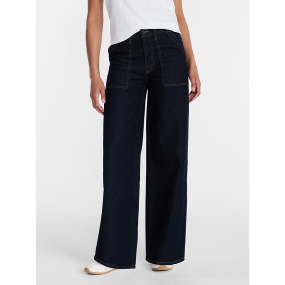 Time and Tru Women's Wide Leg Utility Trousers, 31" Inseam, Sizes 0-20