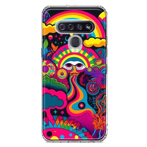 MUNDAZE LG K51 Psychedelic Trippy Hippie Night Walk Shockproof Clear Hybrid Protective Phone Case Cover