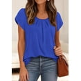 thumbnail image 3 of PRETTYGARDEN Summer Tops for Women Short Sleeve Crew Neck Pleated T Shirts Dressy Casual Blouses Fashion Clothing, 3 of 10