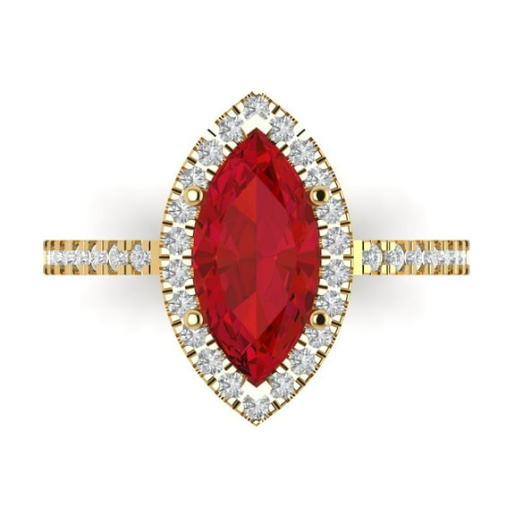 Halo Engagement Ring for Women - 2.38ct Simulated Pink Tourmaline in 14K Yellow Gold Promise Ring