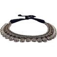 thumbnail image 3 of Black Necklace with drawstring thread for Women Oxidised Silver Indian thread Jewelry for Women Black and Silver Ethnic Choker Necklaces, 3 of 4