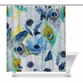 thumbnail image 1 of SUNENAT Watercolor Boho Flowers Anemones Lilac with Peacock Feathers Shower Curtain for Bathroom Bathroom Shower Curtain 72(Wide) x 84(Height) Inches, 1 of 3