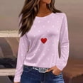 thumbnail image 2 of Garbnen Polka Dot Women's Valentine Tops Heart Printed Crew Neck Shirts for Women Long Sleeve Spring Women Pullover, 2 of 5
