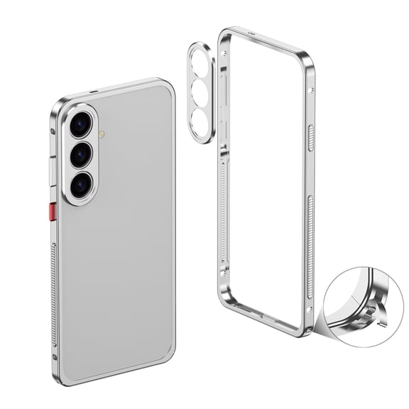 Designed for Samsung Galaxy S26  Frame Metal Bumper Frame Slim Hard Phone Case,Raised Edge Protection,No Back Heat Dissipation Design,Shockproof Anti-fall Thin Fit Phone Case,Silver