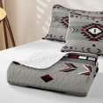 thumbnail image 4 of Erosebridal Western Tribal Aztec Quilt King for Women Men, Vintage Mandala Triangle King Coverlet Set, Gray Red, 3 Pieces, 4 of 7