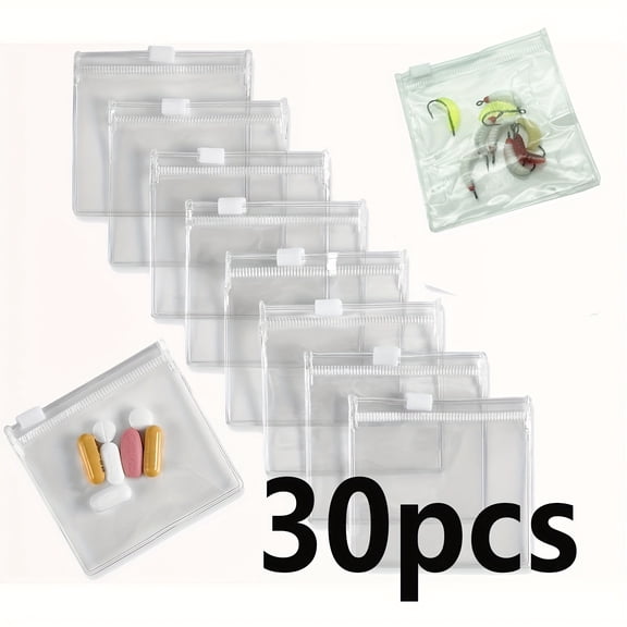 30 Pcs Resealable Clear Zipper Pill Bags, 3.14 Inch Food Grade Thick Plastic Storage Pouch for Medicine Vitamin Tablet Jewelry Earring Small Items Travel Organizer