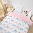 thumbnail image 2 of spefrowx Ocean Crab Bedding for Girls, Pink Stripe Ribbon Bow Duvet Cover Full, Pink Reversible, 3-Piece, 1 Duvet Cover and 2 Pillowcases, 2 of 6