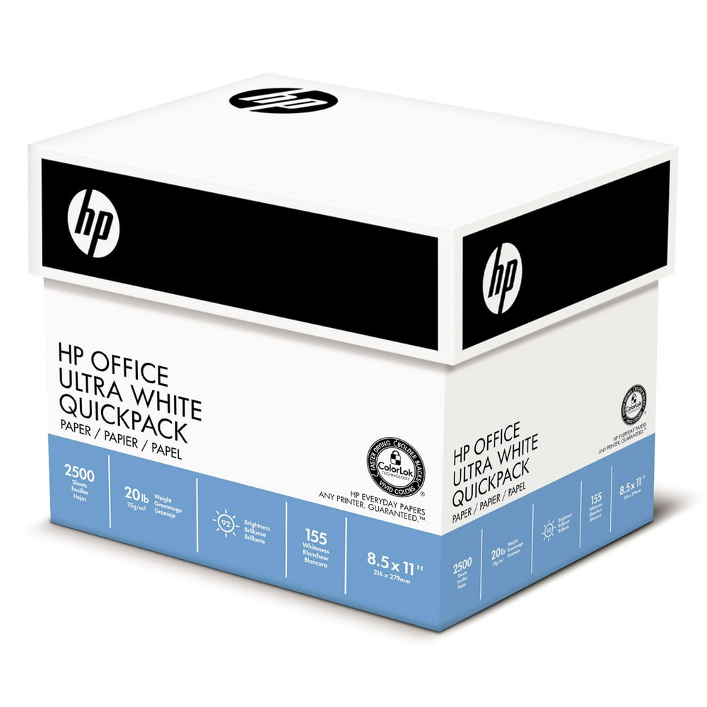 HP Office UltraWhite Paper 92 Bright 20lb 81/2 x 11 500/Ream 5/Carton