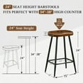thumbnail image 3 of Counter Stools Set of 3, Backless Faux Leather Counter Height Stools, 24 inch Saddle Stools Barstools for Kitchen Island, Brown, 3 of 8