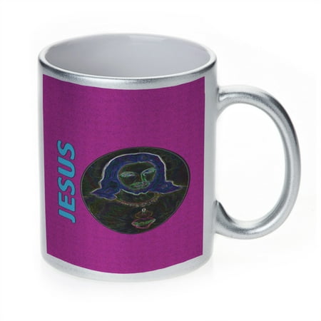 

KuzmarK Silver Sparkle Coffee Cup Mug 11 Ounce - Electric Jesus