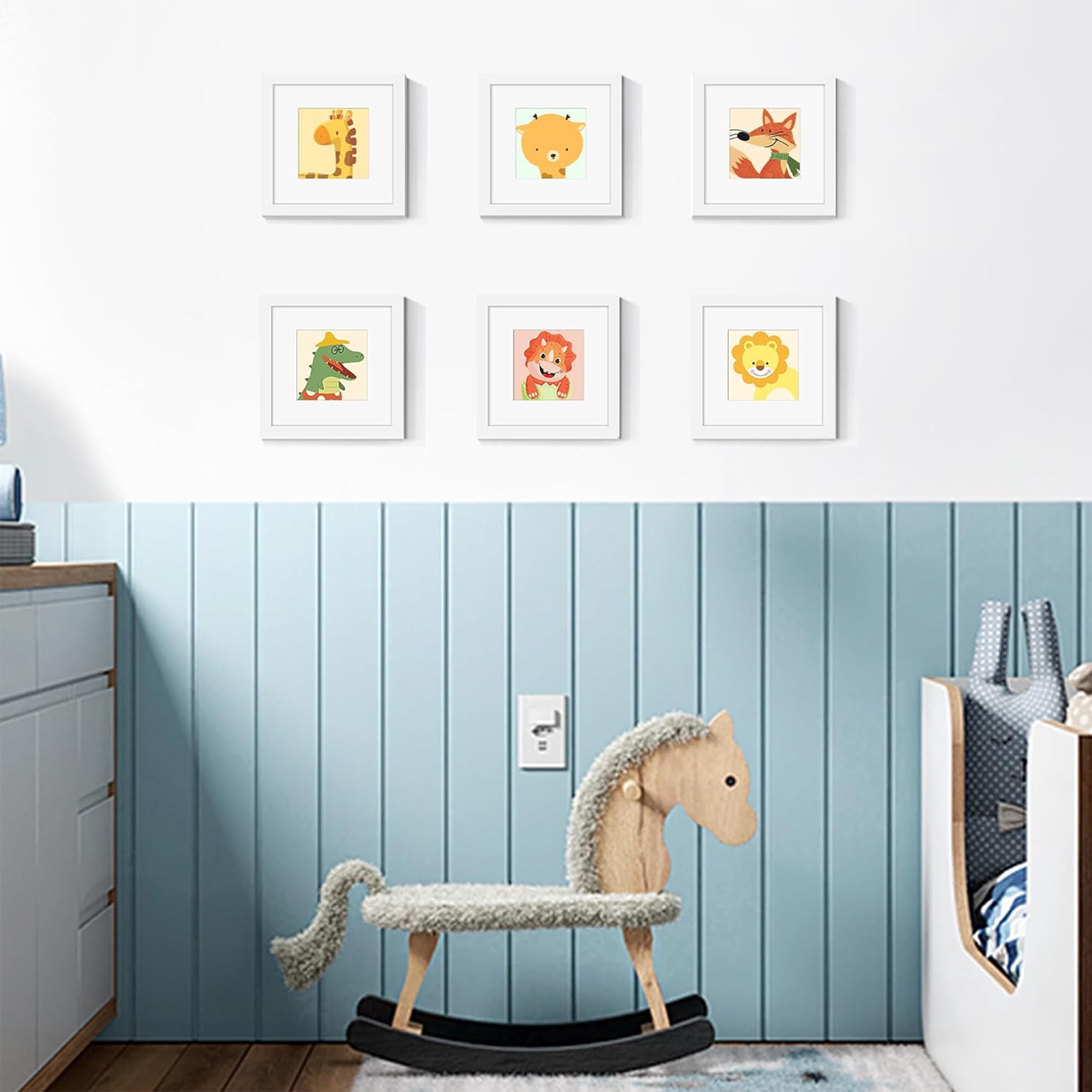 5x5 Picture Frame Set of 2, Display 3.5x3.5 Picture with Mat or 5 x 5 Without Mat, Square Wood Photo Frame for Wall Mount and Tabletop Display