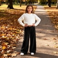 thumbnail image 4 of NAISIBABY Big Girls Pants, High Waist with Pockets Loose Straight Leg Kids Fashion Corduroy Pants Black 7T, 4 of 9