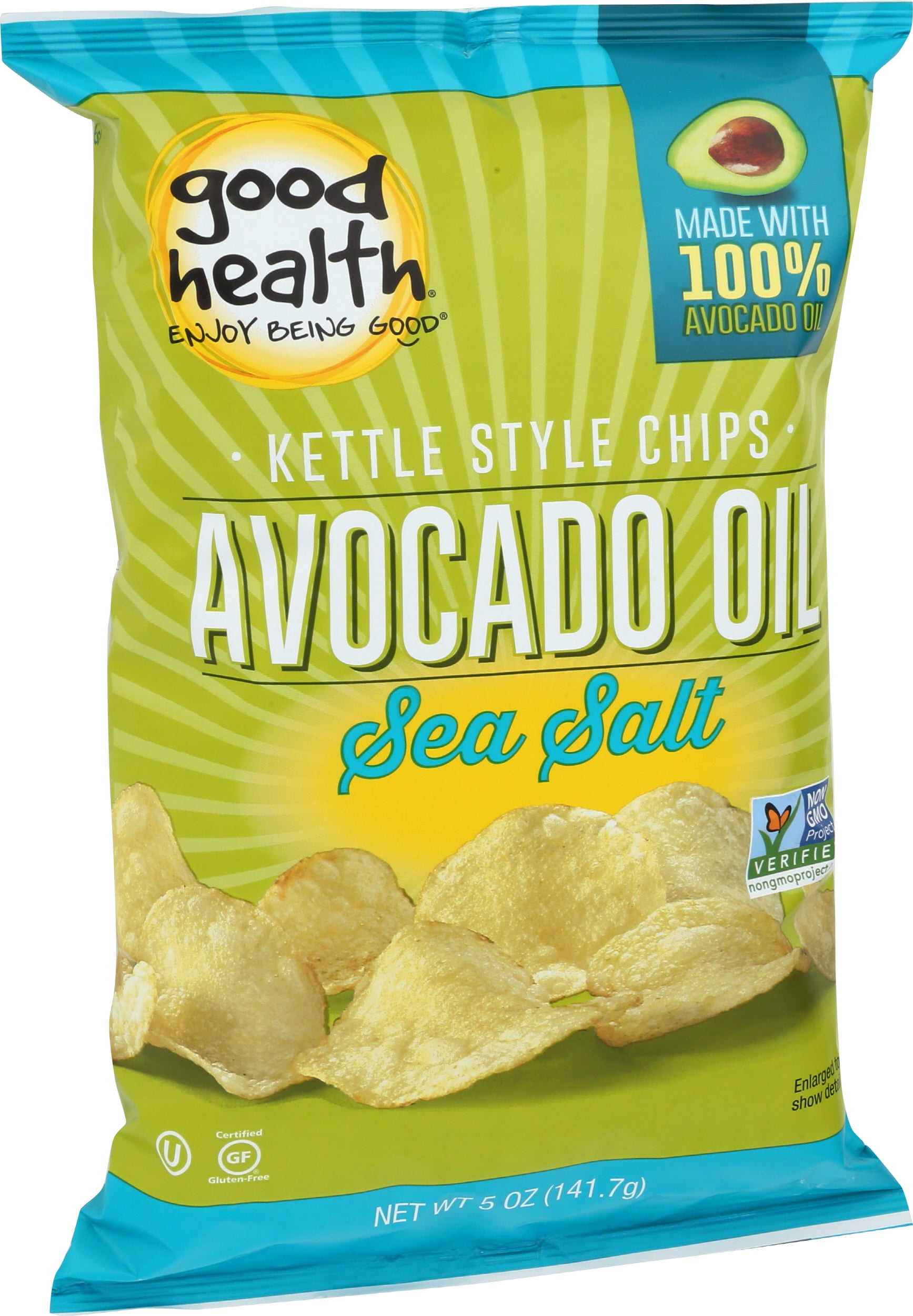 Pack of 12, Good Health Avocado Oil Kettle Style Potato Chips Sea Salt, 5 oz