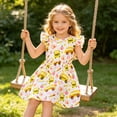 thumbnail image 4 of Lanbubble Toddler Girls Back to School Dress Flutter Sleeve Casual Dresses Pencil Print Sundress For 3-7 Years, 4 of 9