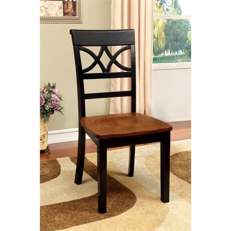 Furniture Of America Maxey Fabric Dining Chair In Black And Cherry Set Of 2 Walmart Com Walmart Com
