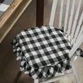 thumbnail image 2 of VHC Brands Farmhouse Country Annie Buffalo Check Black Ruffled Chair Pad with Fabric Ties 16.5x18, 2 of 3