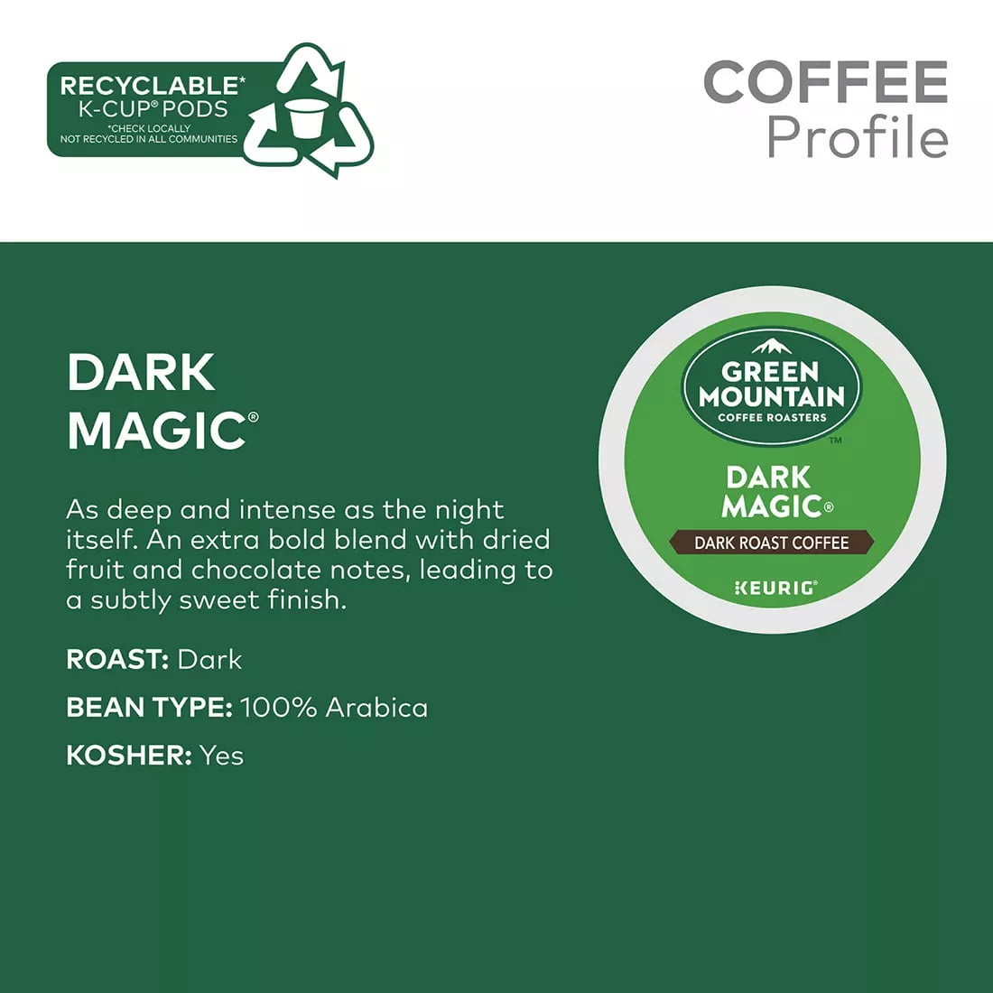 Green Mountain Coffee Dark Magic K-Cup Pods, 100 ct.