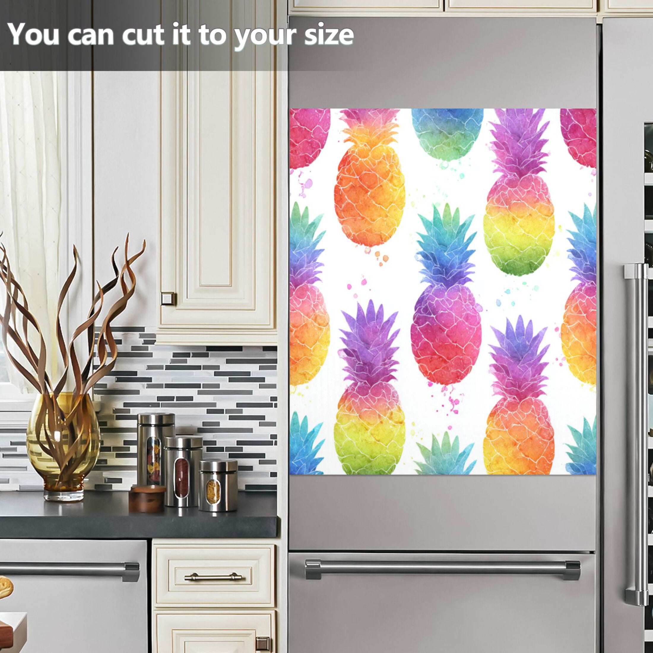 Dishwasher Magnetic Refrigerator Magnet Cover Sticker Home Decorative 23"x26" Colorful Pineapple Pattern