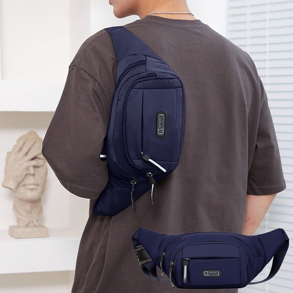 Specollect Clearance 2Pcs Multifunctional Crossbody Bag-Tactical Men's Fanny Pack w/Adjustable Waist Belt,Zippered Pockets,Waterproof Compact Lightweight Belt Bag