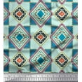 thumbnail image 1 of Soimoi Green Rayon Fabric Square Geometric Print Fabric by the Yard 56 Inch Wide, 1 of 3