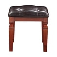 thumbnail image 2 of Benzara Thuy Faux Leather & Wood Vanity Desk Set with Stool in Black/Brown, 2 of 5
