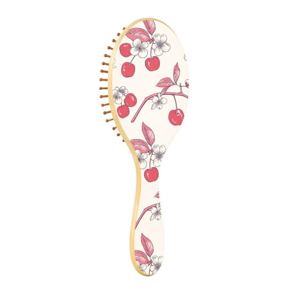 JSTEL Cherry Blossom Hair Brush for Women Men Natural Wood Detangler Brushes for All Hair Types Hairbrush for Wet & Dry