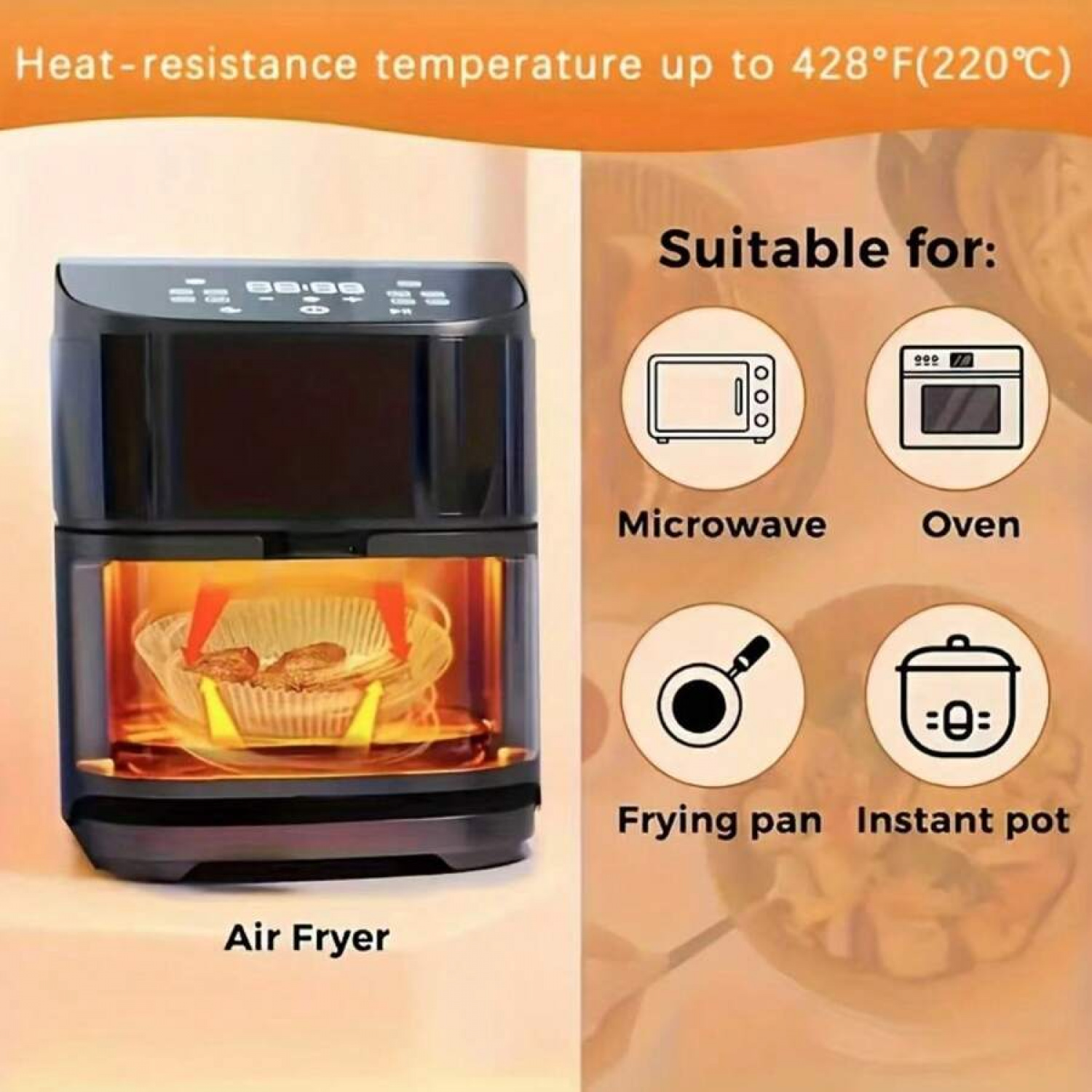 100pcs, Square Disposable Air Fryer Liners (6.3in/8in), Paper Air Fryer Liner Pots, Paper Basket Bowls, Baking Trays, Oven Accessories, Baking Tools