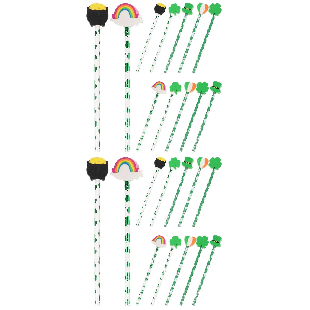 Worgeous 48 Pcs  Saint Patrick's Day Printing Pencils Portable Wood Pencils Student Pencils Convenient Pencils