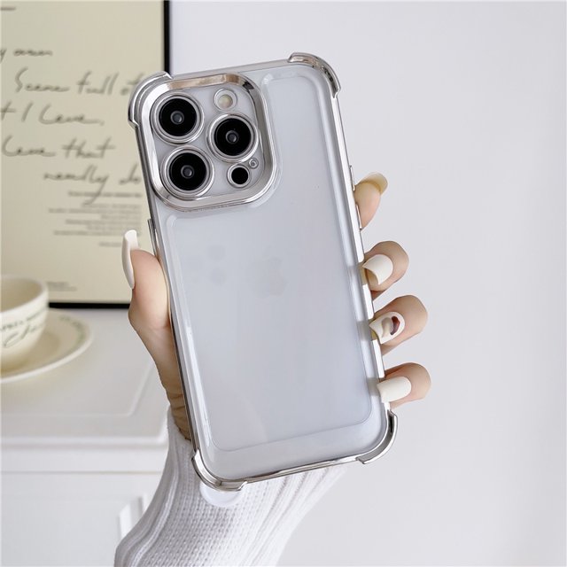 Caja Espacial Transparente De Acrílico Duro Galvanizado De Cuatro Esquinas Anticaída Para IPhone 14 13 12 11 Pro Max X XR XSMAX