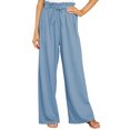thumbnail image 1 of Sunloudy Pantalones casuales de pierna ancha para mujer, pantalones sueltos de longitud completa de cintura media atados de color sólido para damas, S / M / L / XL / XXL Sunloudy  S M L XL XXL, 1 of 9