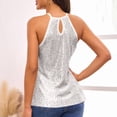 thumbnail image 5 of Sparkle Halter Vest Shirts for Women Dressy Sequin Sleeveless Party Blouse Backless Streetwear Tank Tops,Silver XXL, 5 of 6