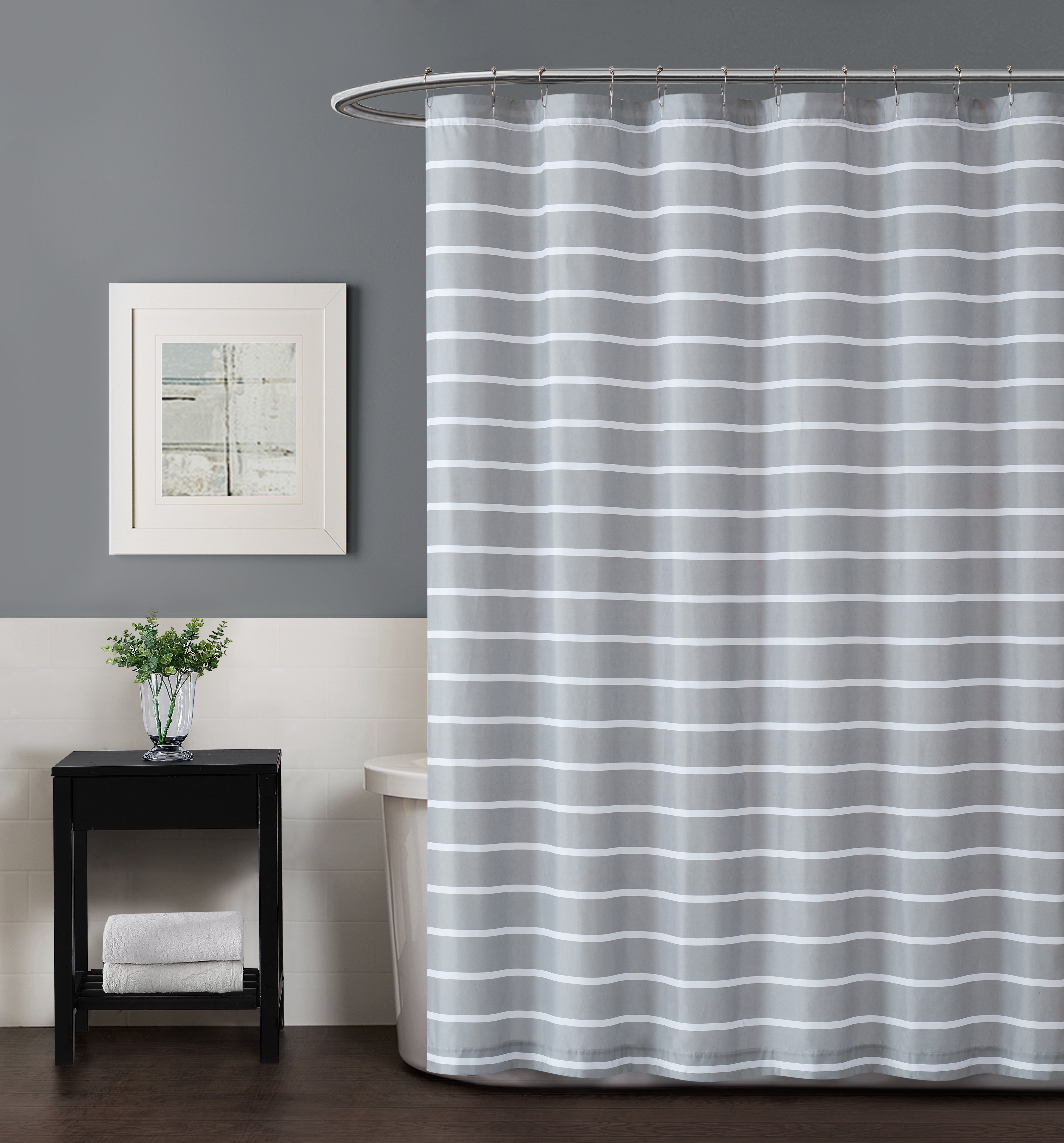 Truly Soft Maddow Stripe Grey Shower Curtain - Walmart.com
