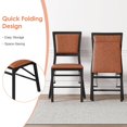 thumbnail image 6 of VECELO Set of 2 Metal Folding Chairs, High Back PU Upholstered Dining Chairs with Metal Frame, Modern Style Folding Chairs for Kitchen, Dining Room, Space Saving Design, Brown, 6 of 10