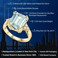 thumbnail image 2 of Gem Stone King 5.59 Ct Octagon Sky Blue Simulated Aquamarine 18K Yellow Gold Plated Silver Ring, 2 of 6