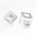 thumbnail image 3 of Resistant 304 Stainless Steel Stud Earring Findings Ear Nuts/Earring Backs Rhombus Stainless Steel color 14x14mm Hole: 1mm Pin: 0.8mm, 3 of 3