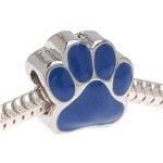 - ONE Silver Bead Spacer Charm Dog Paw Blue Nittany Lion Fits Pandora Chamilia Troll Style Bracelet