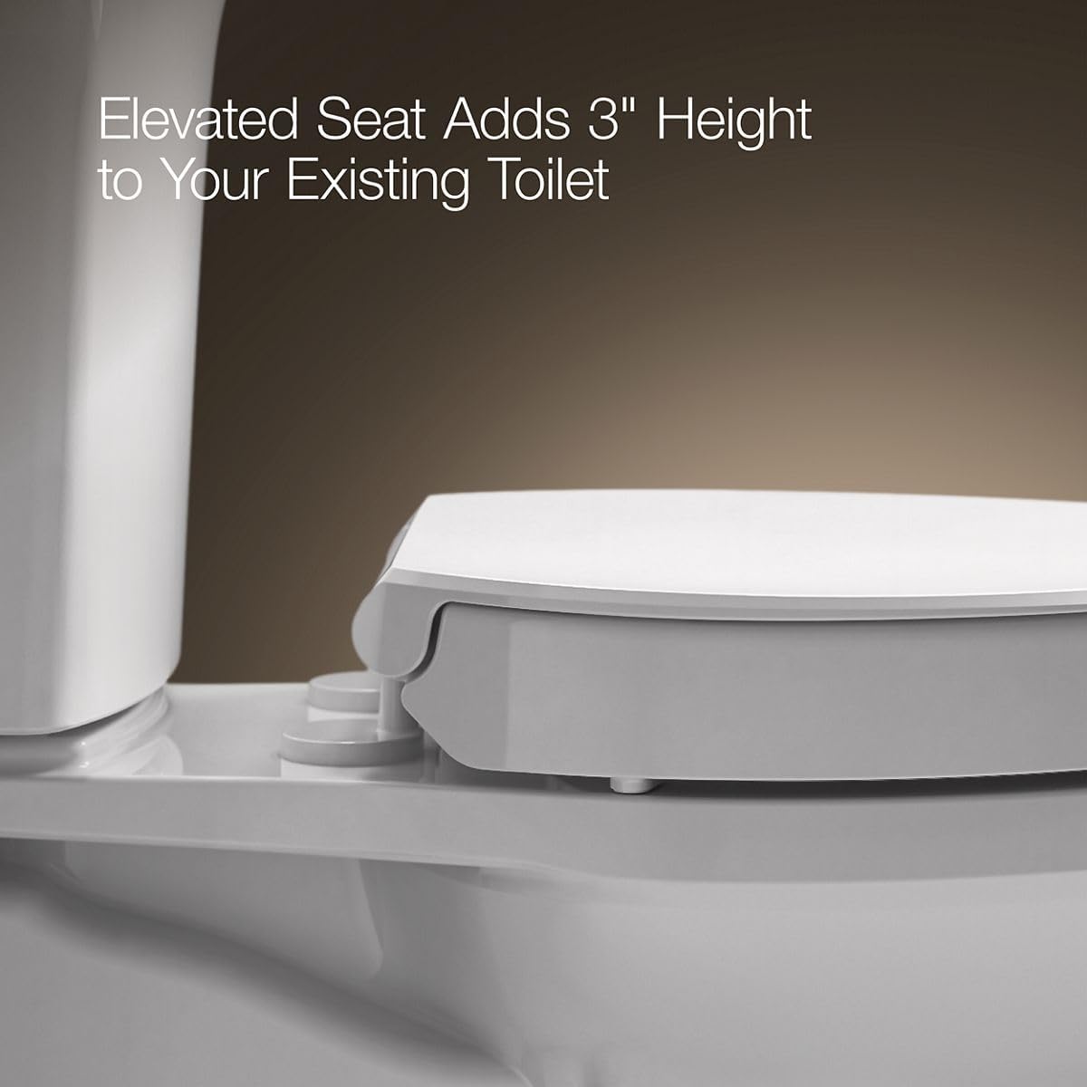 25876-0 Hyten 3" Height, Elevated Soft Close Round Toilet Seat, Contoured Seat with Grip-Tight Bumpers, Quick-Attach Hardware, White