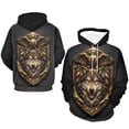 thumbnail image 4 of LAOLIUSN Men's 3d Print Wolf And Bald Eagle Graphic Hoodie Animal Themed Sweatshirt, S-4XL, 4 of 7
