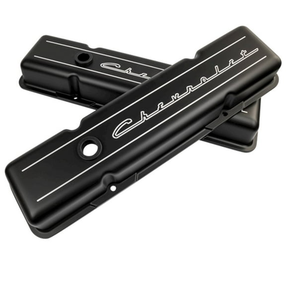 Billet Specialties Valve Cover SBC Short Chevrolet Logo Black
