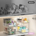 thumbnail image 7 of 2 Tier Bathroom Storage Organizer, Delamu 2 Pack Clear Under Sink Organizers Vanity Countertop Storage, Sliding Cabinet Organizer, Pull-Out Organization for Pantry, Kitchen, 7 of 7