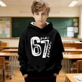 thumbnail image 4 of CAIXIA 67 Hoodie Girls 67 Graphic Print 67 Sweatshirt Meme Kids Long Sleeve for Kids Pullover Tops Athletic Thermal Fuzzy Hooded 2026,Black, 4 of 5