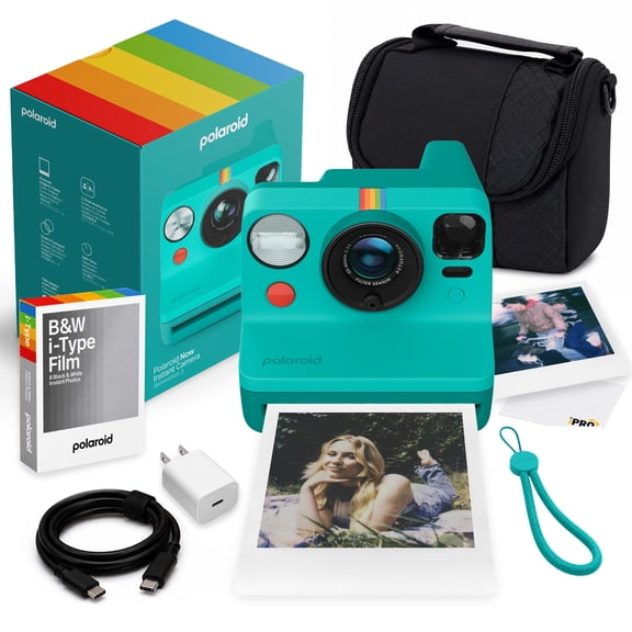 Polaroid Now Generation 3 i-Type Instant Camera Teal | Two-Lens Autofocus, Double Exposure, Self-Timer, USB-C Charging, f/11-f/64 Apertures 8 Film Pack
