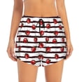 thumbnail image 2 of Goofa Ladybugs on Black and White Striped1 Printed Women 2 in 1 Running Shorts,Quick Dry Athletic Workout Shorts,High Waisted Athletic Shorts with Liner Pockets-XX-Large, 2 of 9