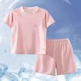 thumbnail image 2 of Utlike Boys Athletic Short Sets With Ice Texture And Breathability Mesh Short Sleeved T Shirt And Shorts Training Outfit For Boy Size 4-5 Years Pink, 2 of 4