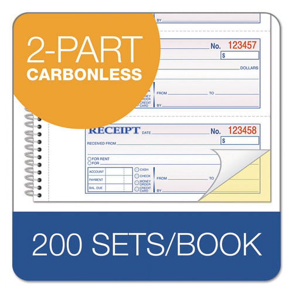 "Tops Money/rent Receipt Book, 7.13 X 2.75, Two-Part Carbon, 4/page, 200 Forms | Bundle of 2 Each"