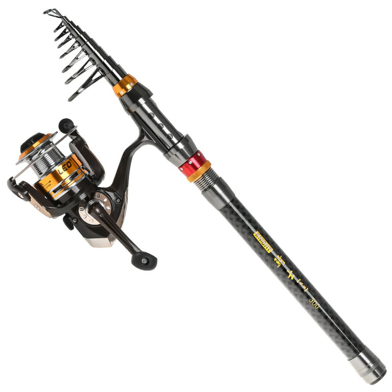 LEO FISHING Fishing Rod and Reel Combo Carbon Fiber Telescopic Fishing Rod  with Spinning Reel Combo Carrier Bag Case Saltwater Freshwater Travel  Fishing Lures Jig Hooks Full Kit 